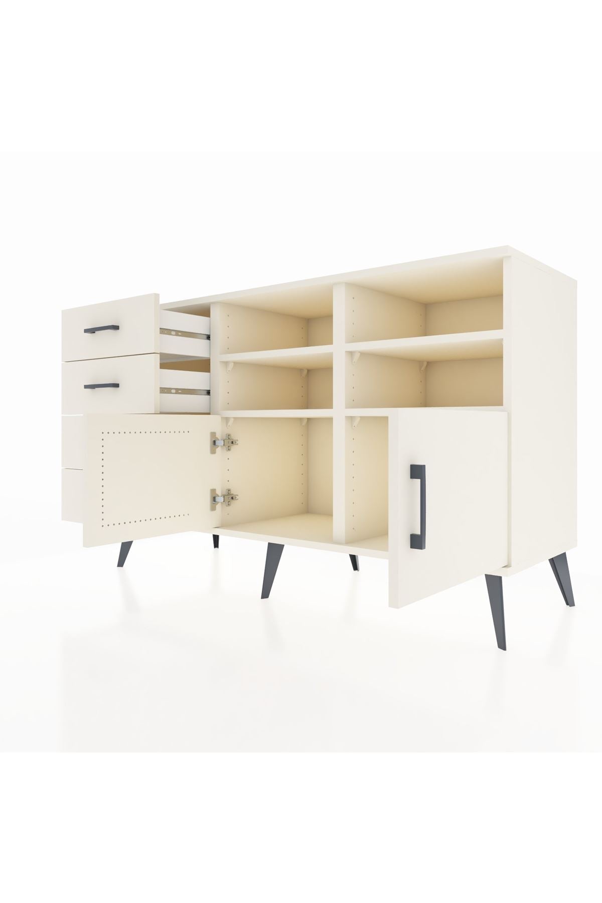 Kronos Konsol 4 Raflı 4 Çekmeceli 2 Kapaklı 132x59x83 - S606M030V04C