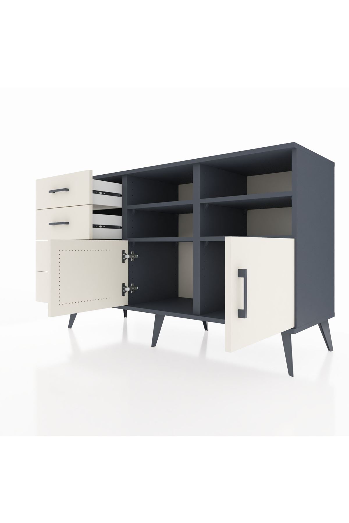 Kronos Konsol 4 Raflı 4 Çekmeceli 2 Kapaklı 132x59x83 - S606M030V13C