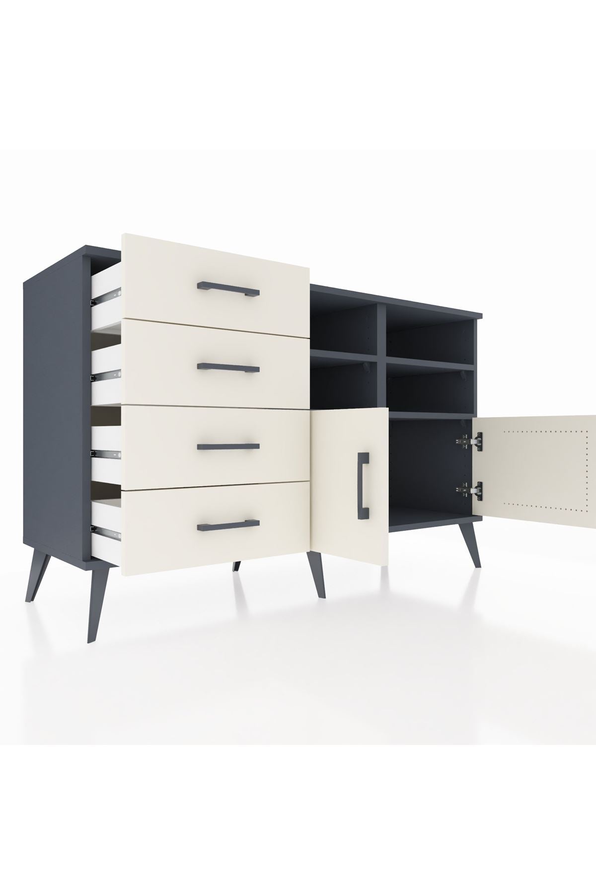 Kronos Konsol 4 Raflı 4 Çekmeceli 2 Kapaklı 132x59x83 - S606M030V13C