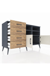 Kronos Konsol 4 Raflı 4 Çekmeceli 2 Kapaklı 132x59x83 - S606M030V15C