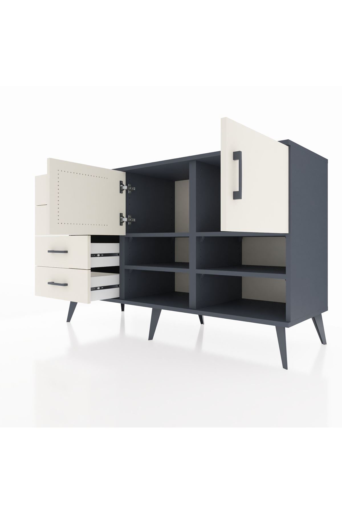 Kronos Konsol 4 Raflı 4 Çekmeceli 2 Kapaklı 132x59x83 - S606M031V13C