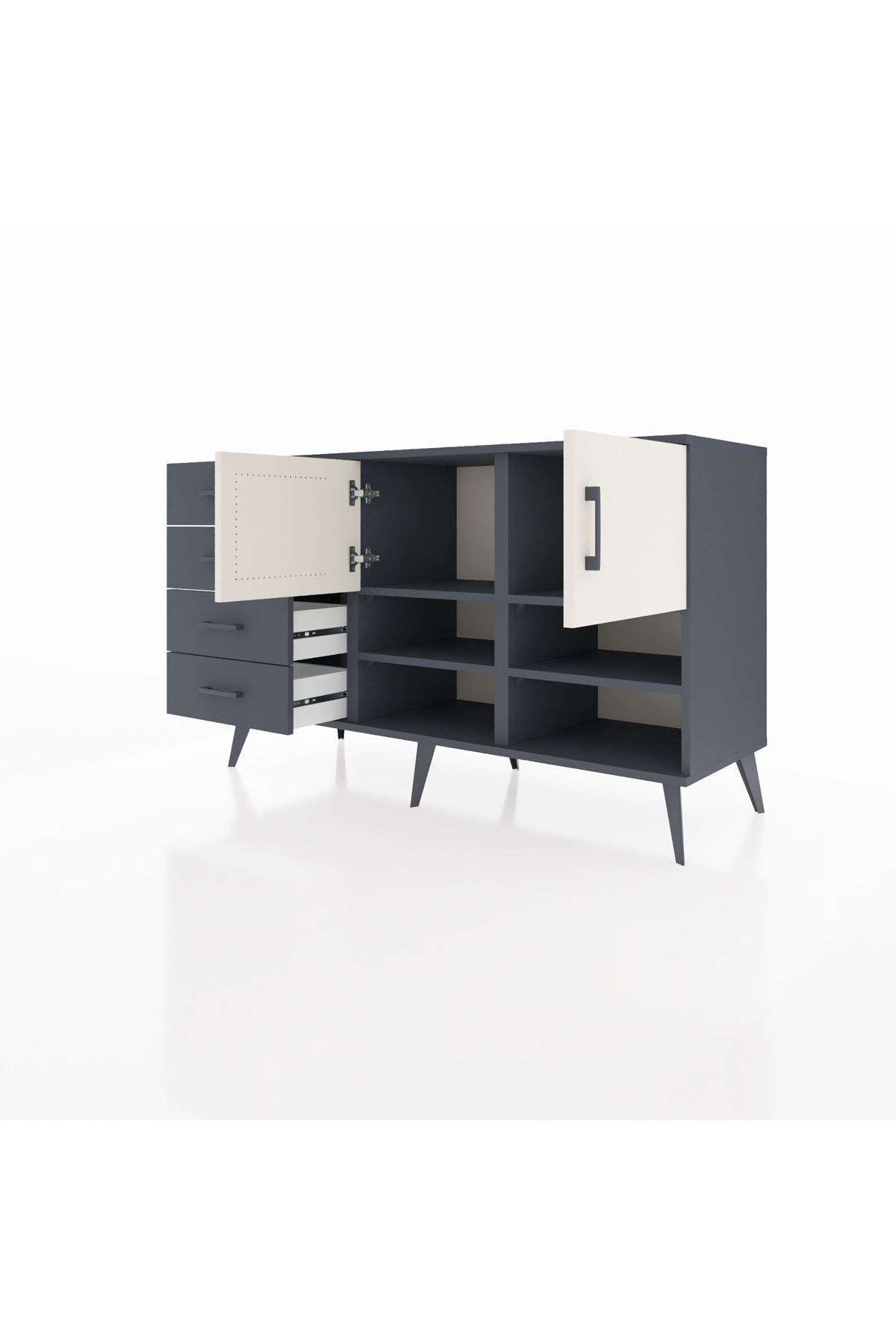 Kronos Konsol 4 Raflı 4 Çekmeceli 2 Kapaklı 132x59x83 - S606M031V14C