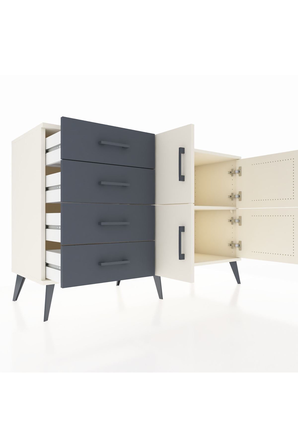Kronos Konsol 2 Raflı 4 Çekmeceli 4 Kapaklı 132x59x83 - S606M032V05C