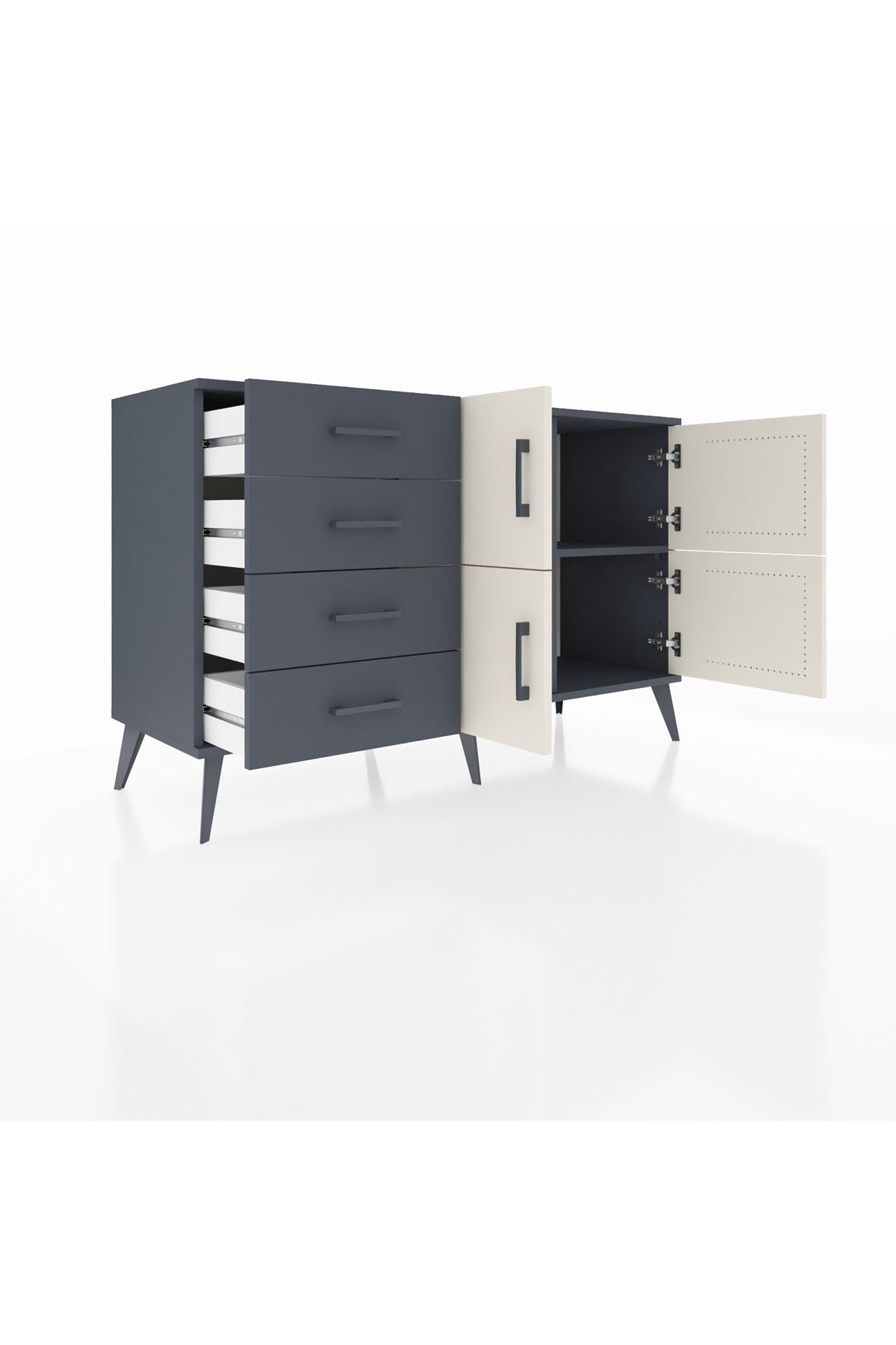 Kronos Konsol 2 Raflı 4 Çekmeceli 4 Kapaklı 132x59x83 - S606M032V14C
