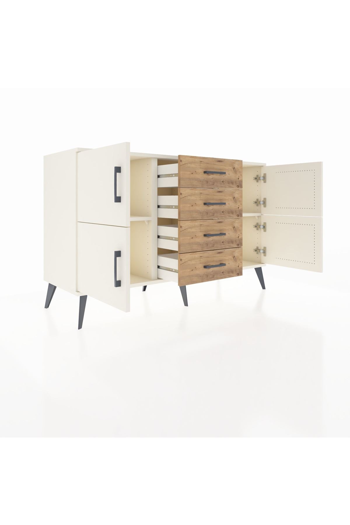 Kronos Konsol 2 Raflı 4 Çekmeceli 4 Kapaklı 132x59x83 - S606M033V06C