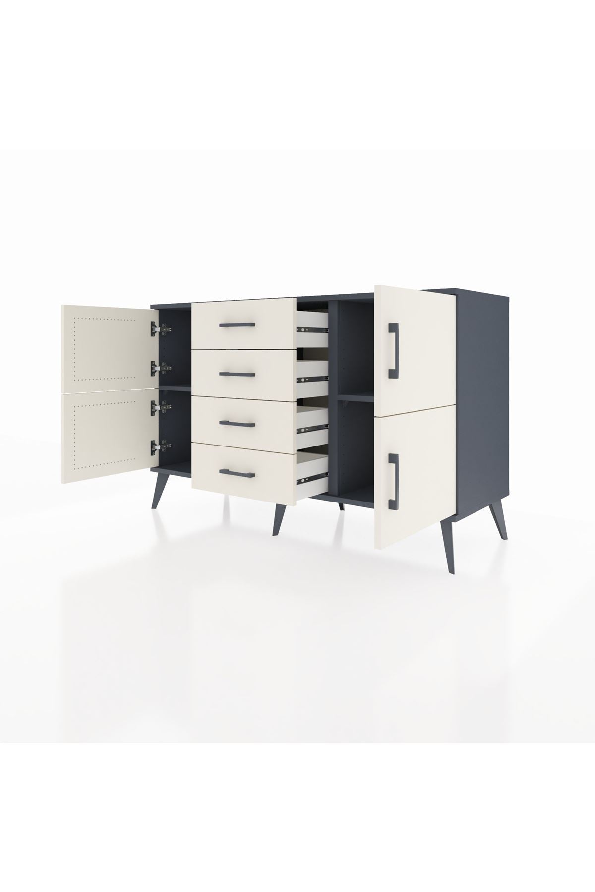 Kronos Konsol 2 Raflı 4 Çekmeceli 4 Kapaklı 132x59x83 - S606M033V13C