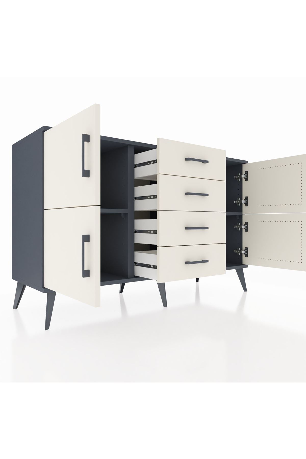 Kronos Konsol 2 Raflı 4 Çekmeceli 4 Kapaklı 132x59x83 - S606M033V13C