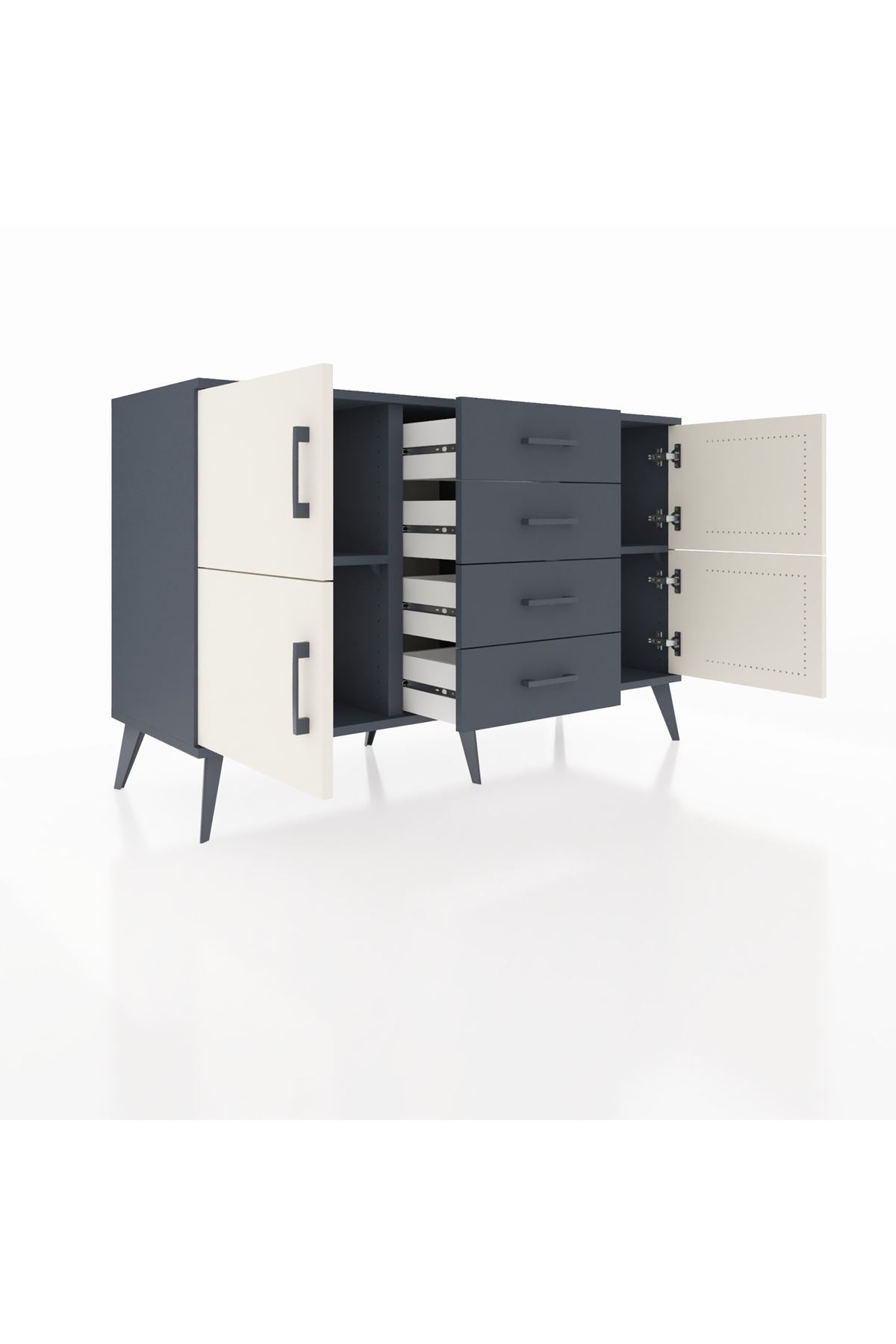 Kronos Konsol 2 Raflı 4 Çekmeceli 4 Kapaklı 132x59x83 - S606M033V14C