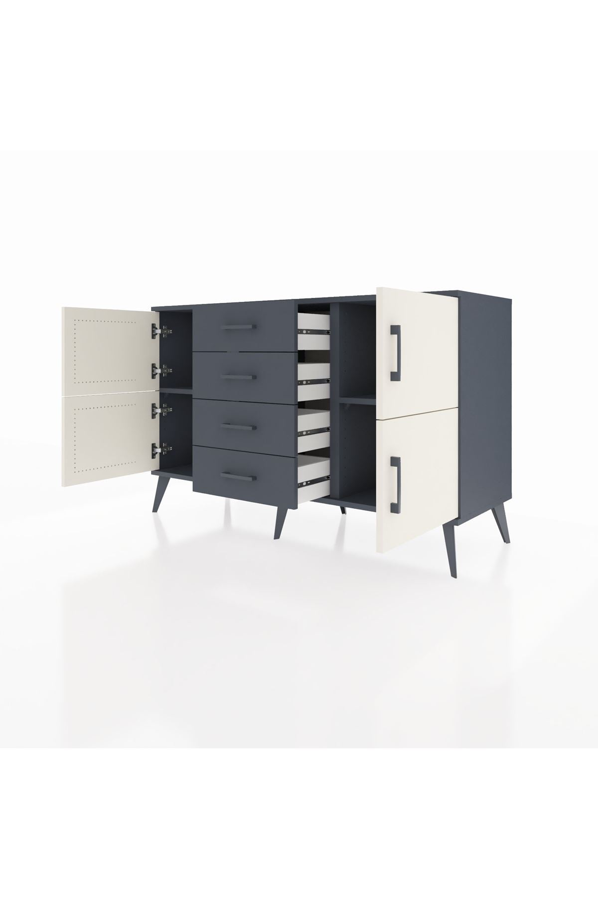 Kronos Konsol 2 Raflı 4 Çekmeceli 4 Kapaklı 132x59x83 - S606M033V14C