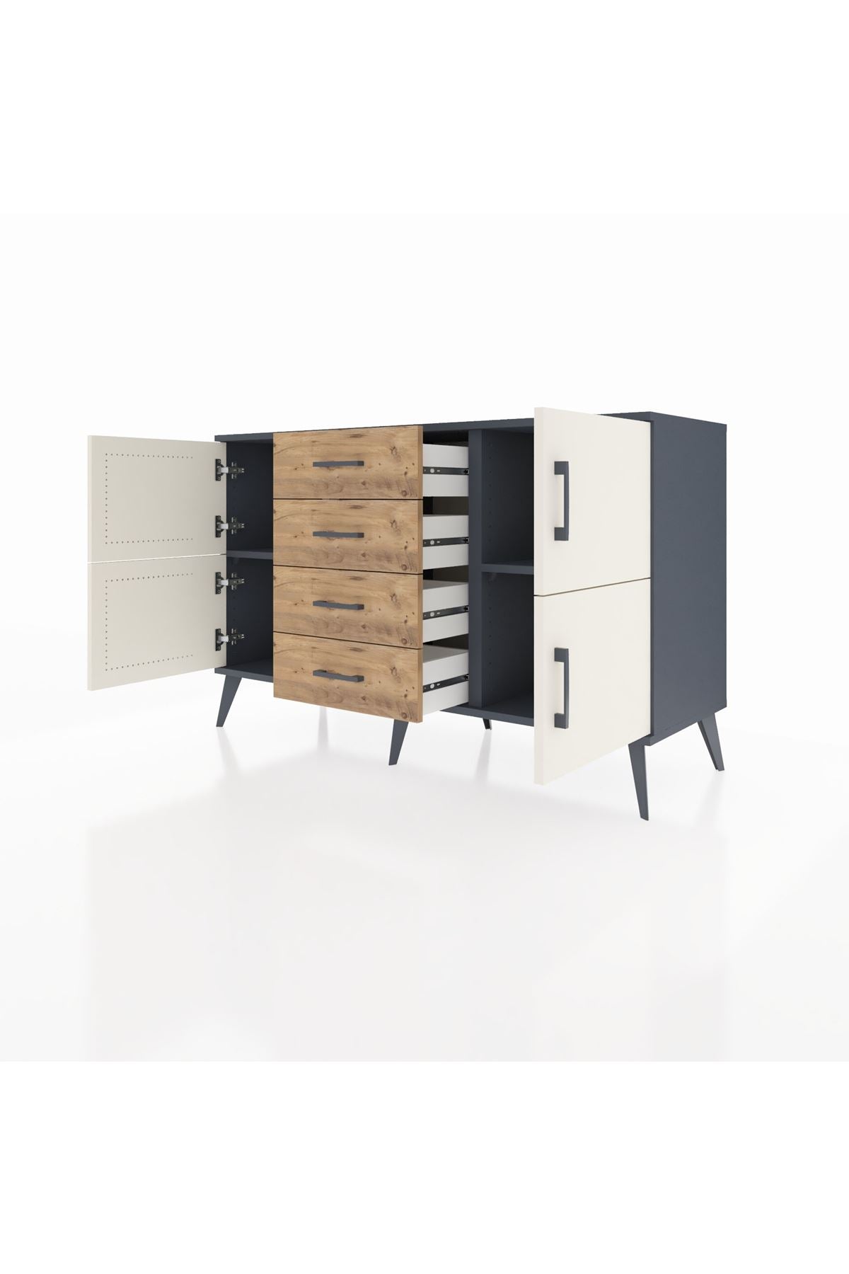 Kronos Konsol 2 Raflı 4 Çekmeceli 4 Kapaklı 132x59x83 - S606M033V15C