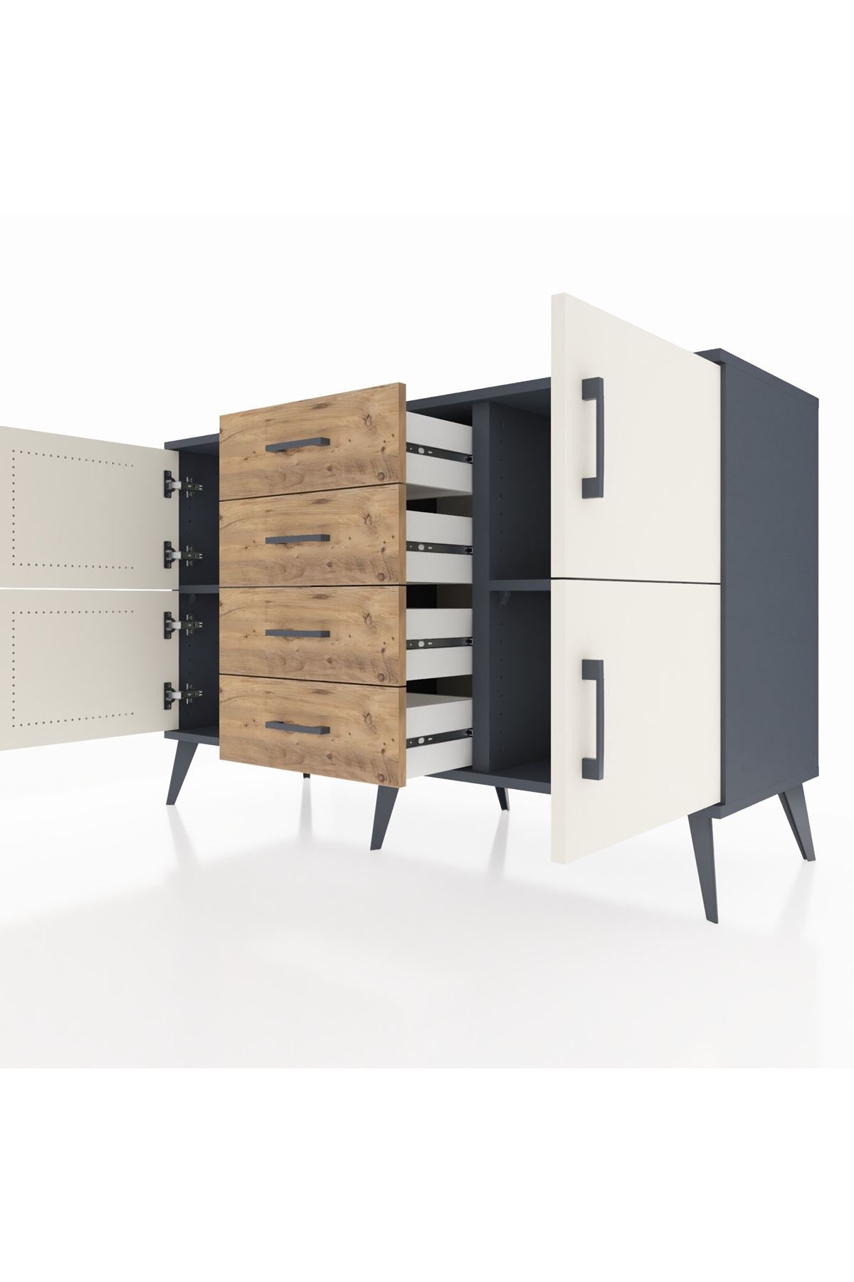 Kronos Konsol 2 Raflı 4 Çekmeceli 4 Kapaklı 132x59x83 - S606M033V15C