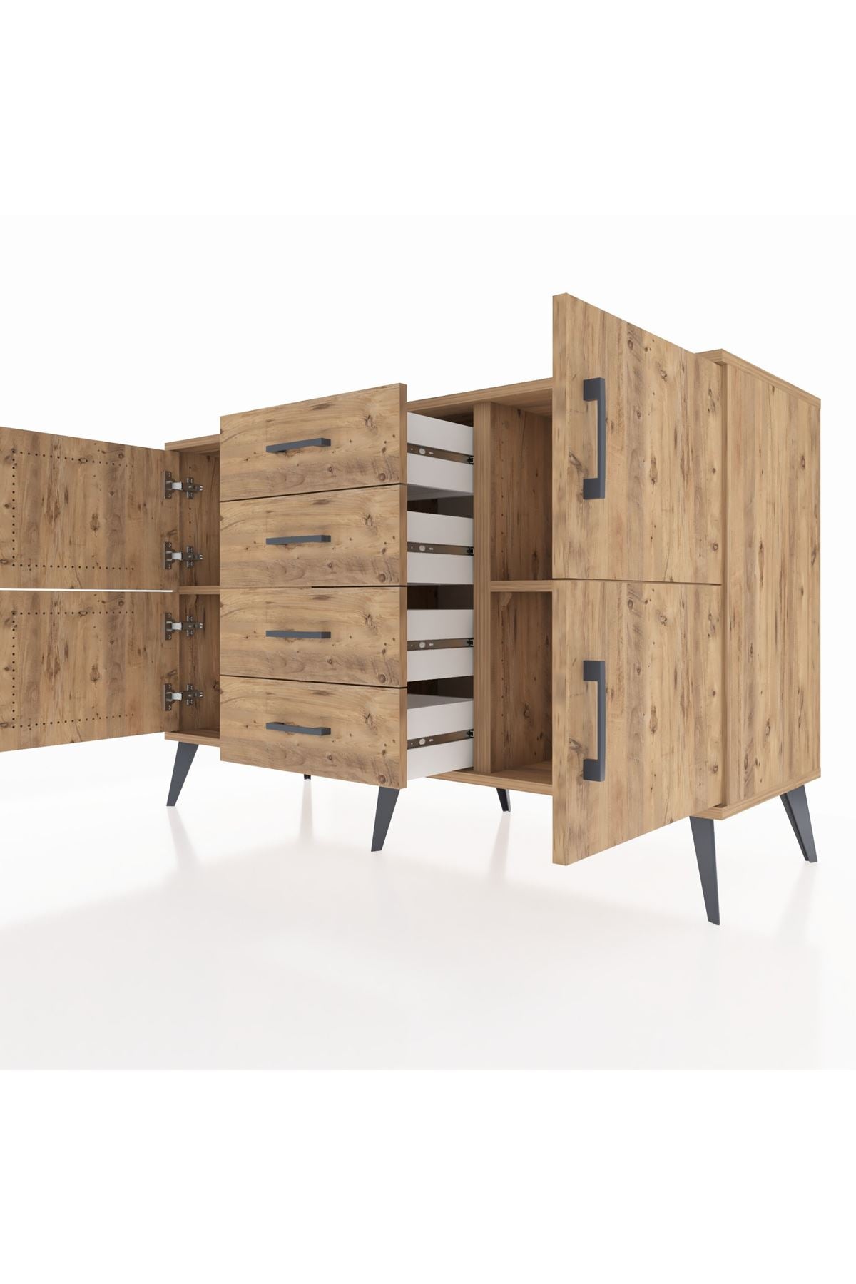 Kronos Konsol 2 Raflı 4 Çekmeceli 4 Kapaklı 132x59x83 - S606M033V21C