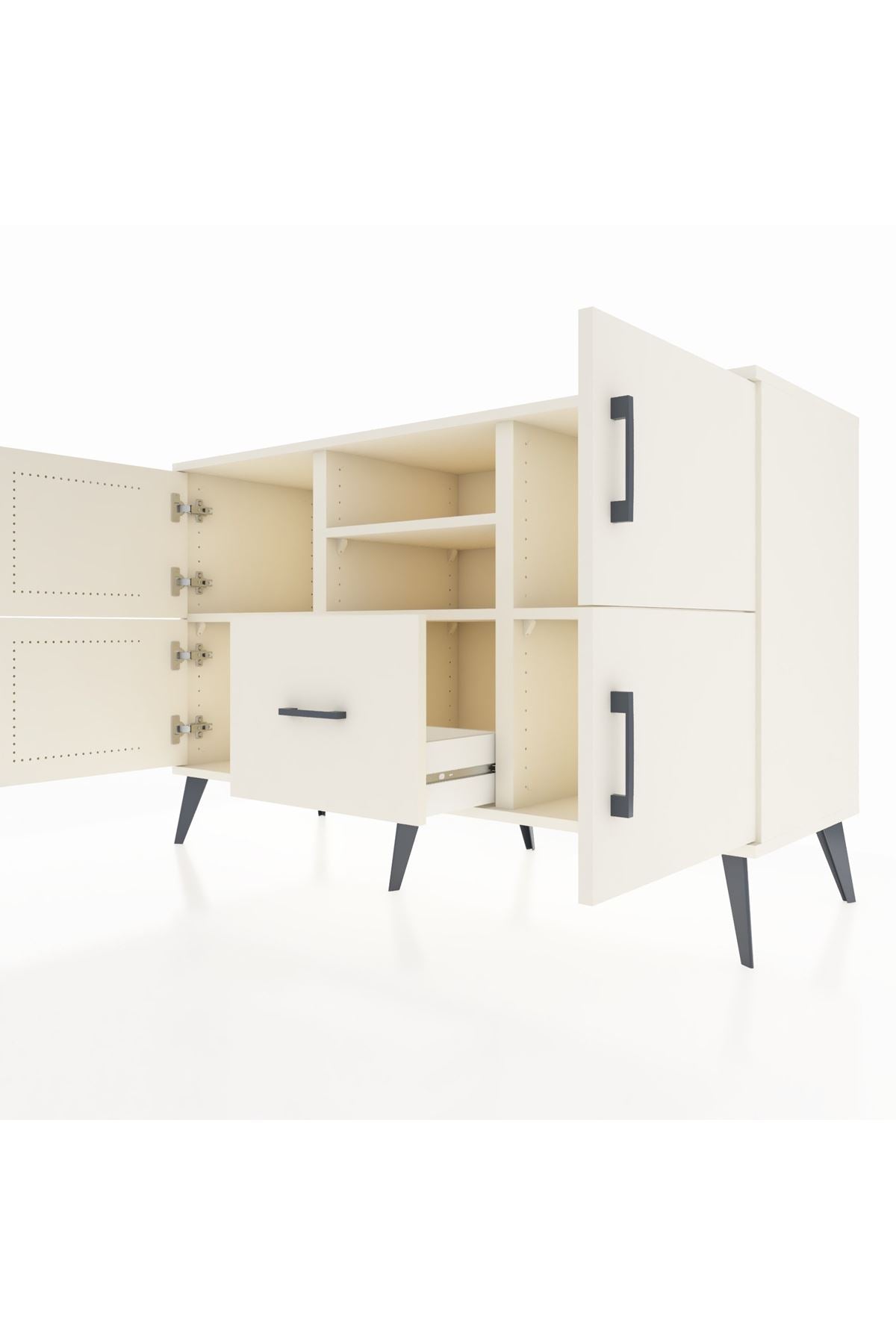 Kronos Konsol 4 Raflı Tek Çekmeceli 4 Kapaklı 132x59x83 - S606M035V04C
