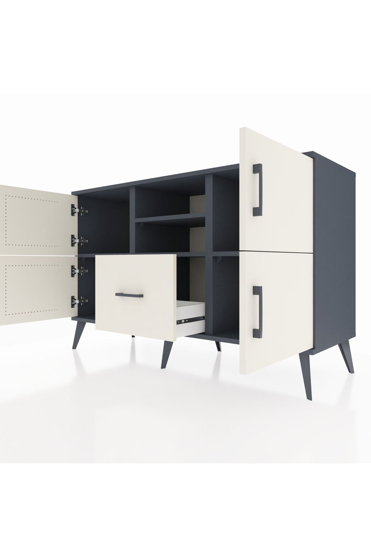 Kronos Konsol 4 Raflı Tek Çekmeceli 4 Kapaklı 132x59x83 - S606M035V13C