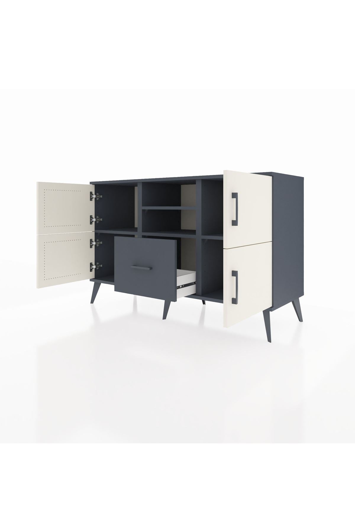 Kronos Konsol 4 Raflı Tek Çekmeceli 4 Kapaklı 132x59x83 - S606M035V14C