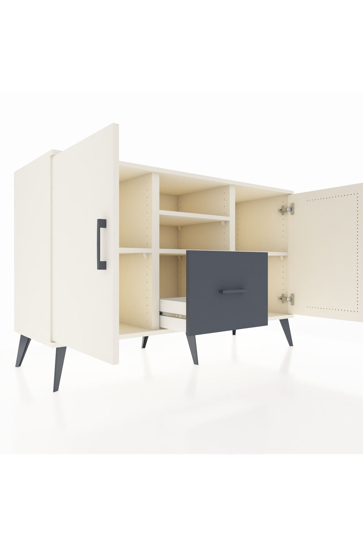 Kronos Konsol 4 Raflı Tek Çekmeceli 2 Kapaklı 132x59x83 - S606M036V05C