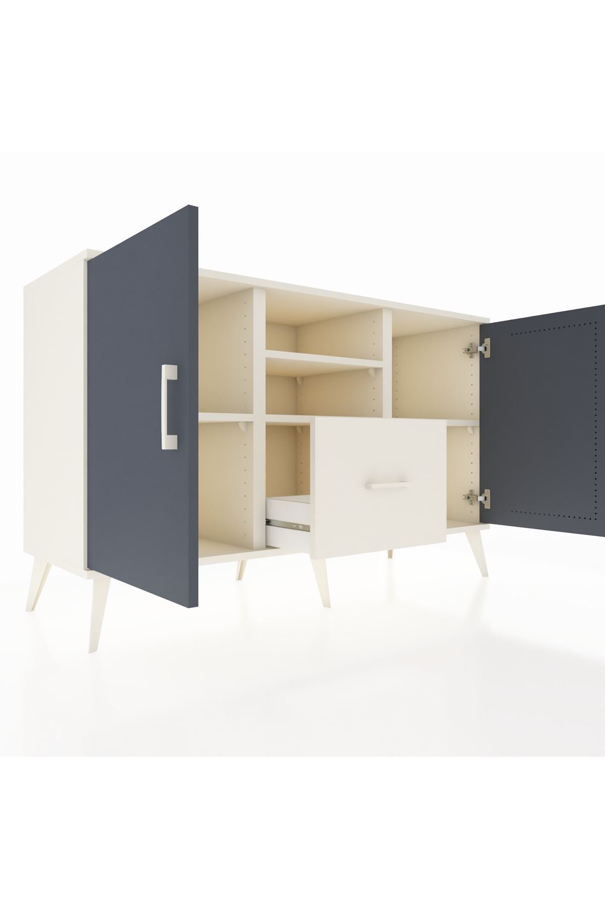 Kronos Konsol 4 Raflı Tek Çekmeceli 2 Kapaklı 132x59x83 - S606M036V07C