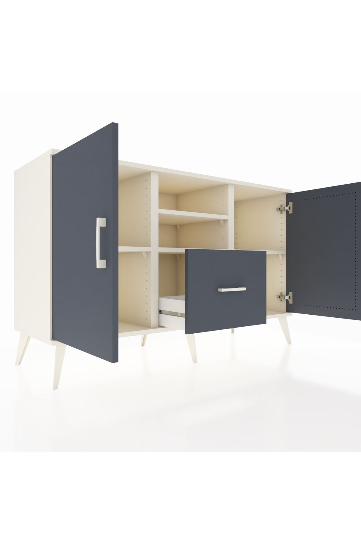 Kronos Konsol 4 Raflı Tek Çekmeceli 2 Kapaklı 132x59x83 - S606M036V08C