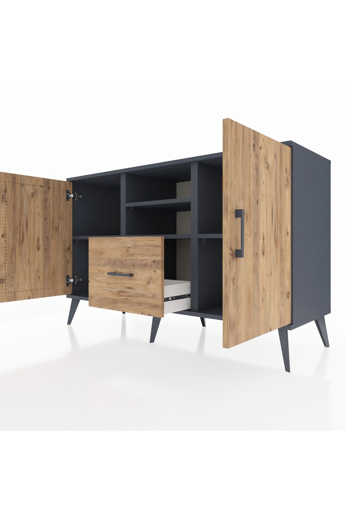 Kronos Konsol 4 Raflı Tek Çekmeceli 2 Kapaklı 132x59x83 - S606M036V12C