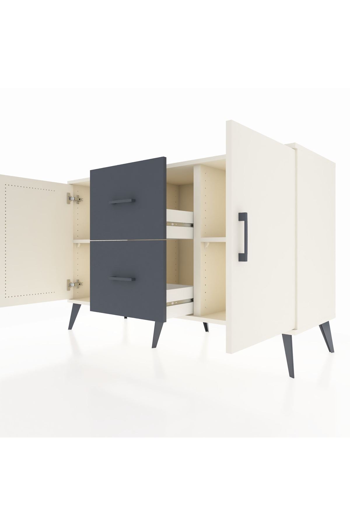 Kronos Konsol 2 Raflı 2 Çekmeceli 2 Kapaklı 132x59x83 - S606M039V05C