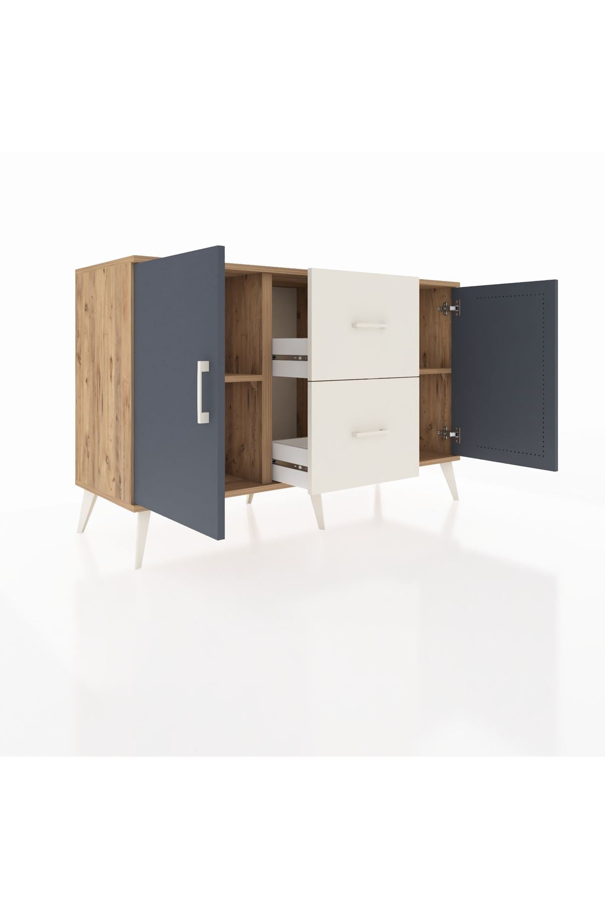 Kronos Konsol 2 Raflı 2 Çekmeceli 2 Kapaklı 132x59x83 - S606M039V25C