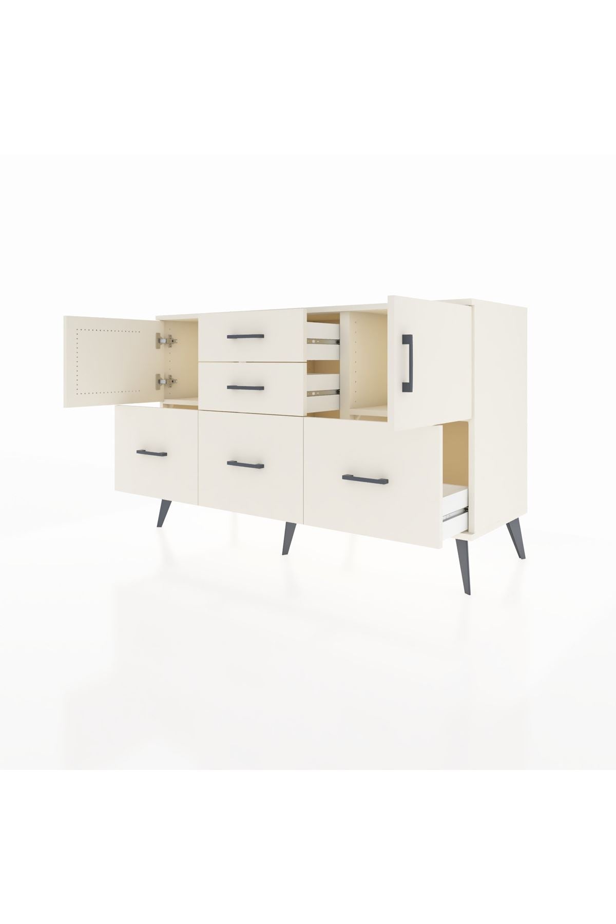 Kronos Konsol 2 Raflı 5 Çekmeceli 2 Kapaklı 132x59x83 - S606M042V04C