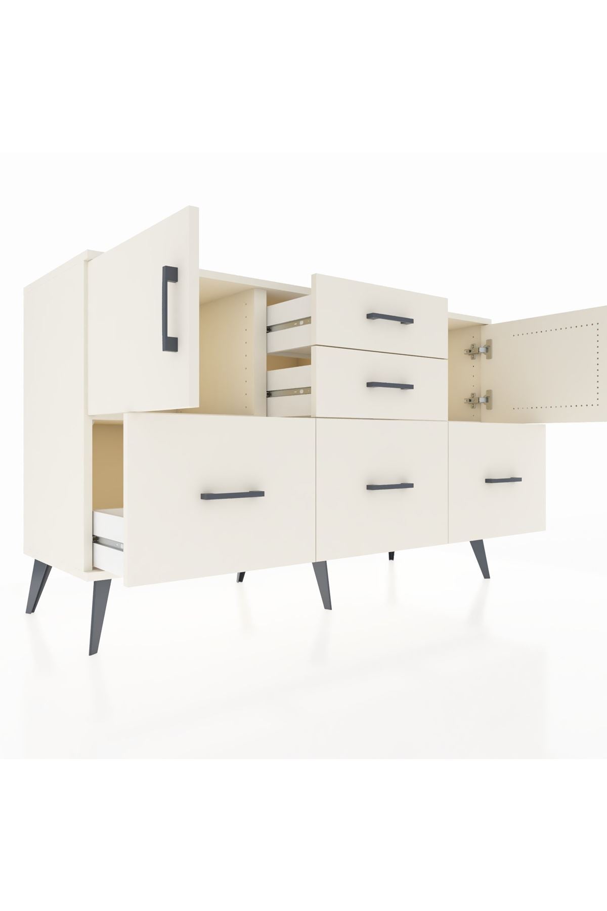 Kronos Konsol 2 Raflı 5 Çekmeceli 2 Kapaklı 132x59x83 - S606M042V04C