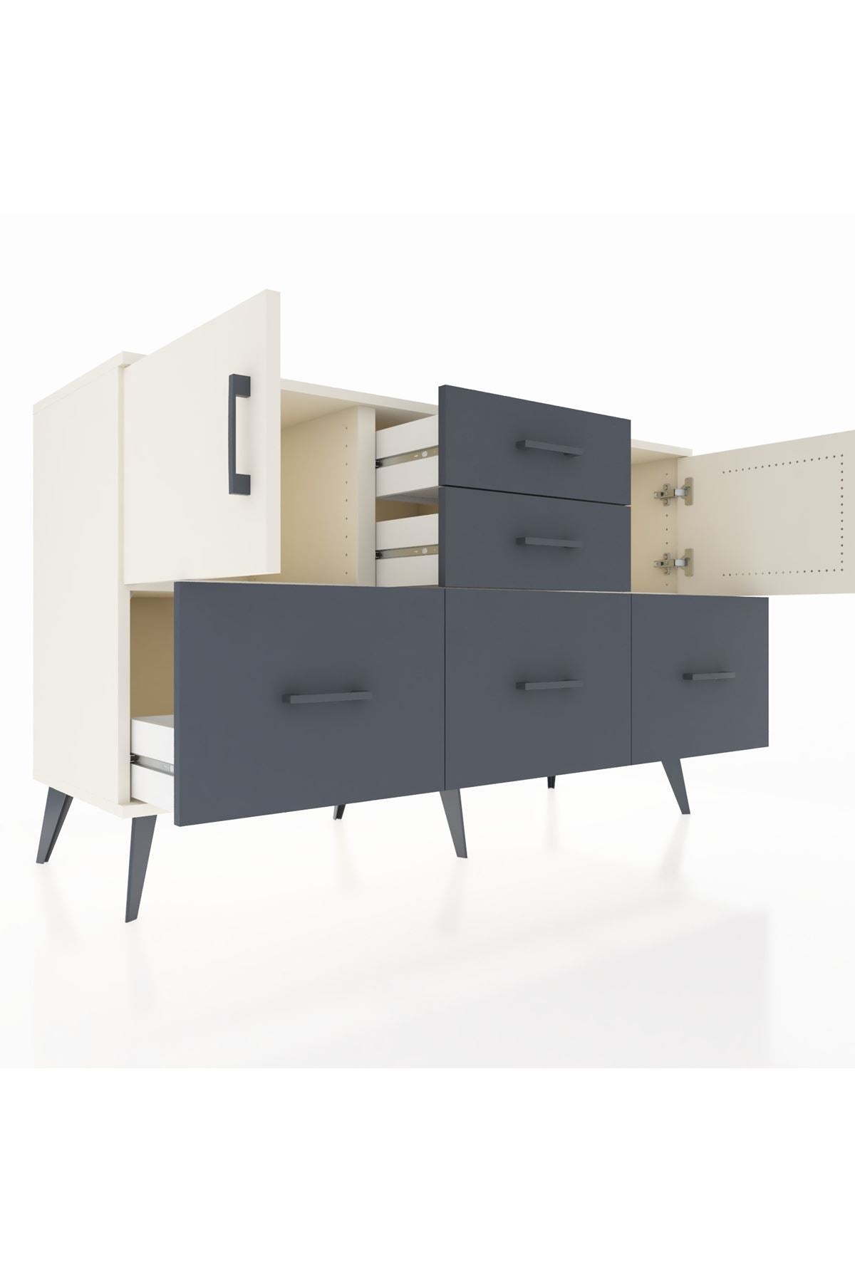 Kronos Konsol 2 Raflı 5 Çekmeceli 2 Kapaklı 132x59x83 - S606M042V05C
