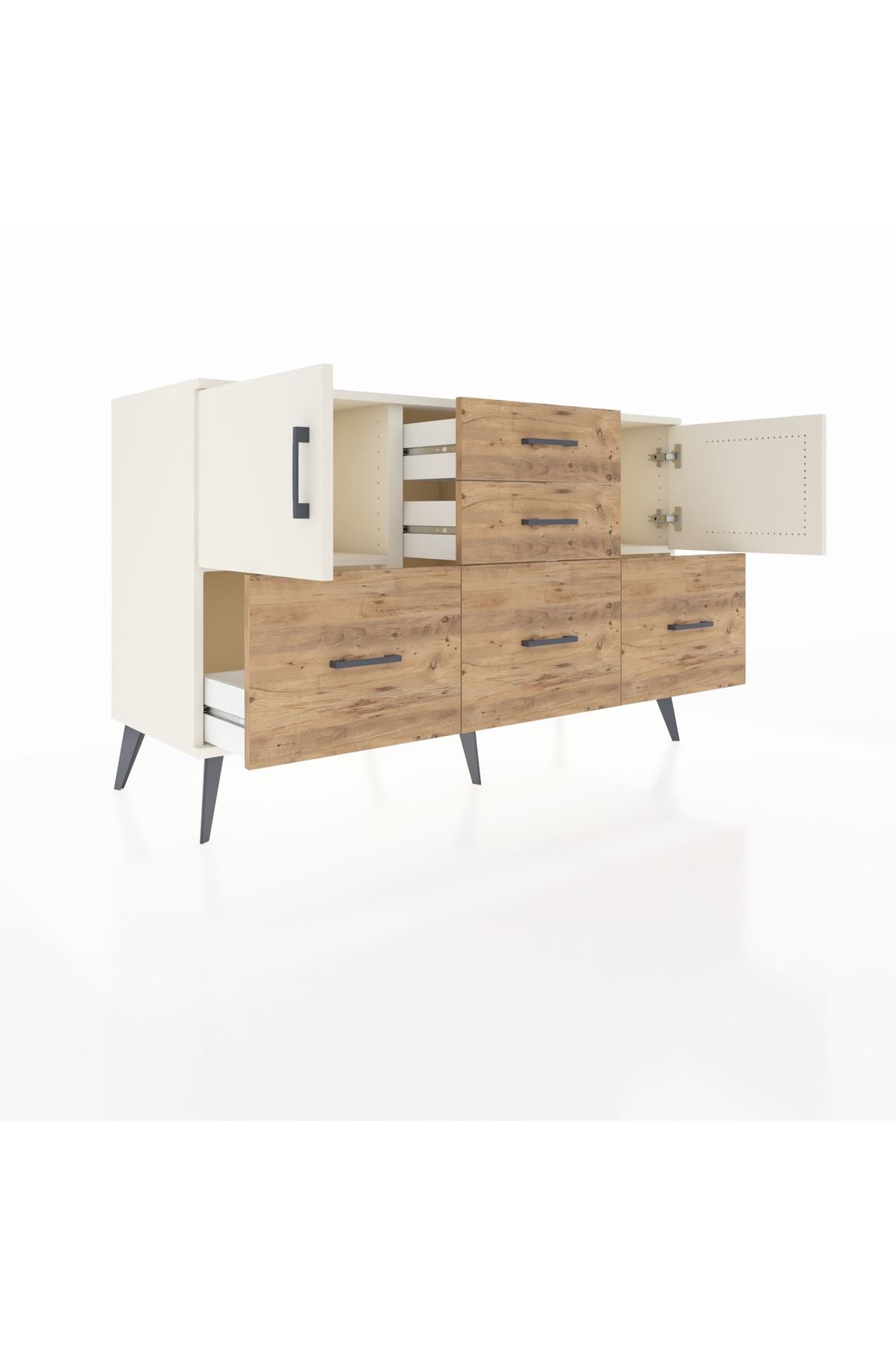Kronos Konsol 2 Raflı 5 Çekmeceli 2 Kapaklı 132x59x83 - S606M042V06C