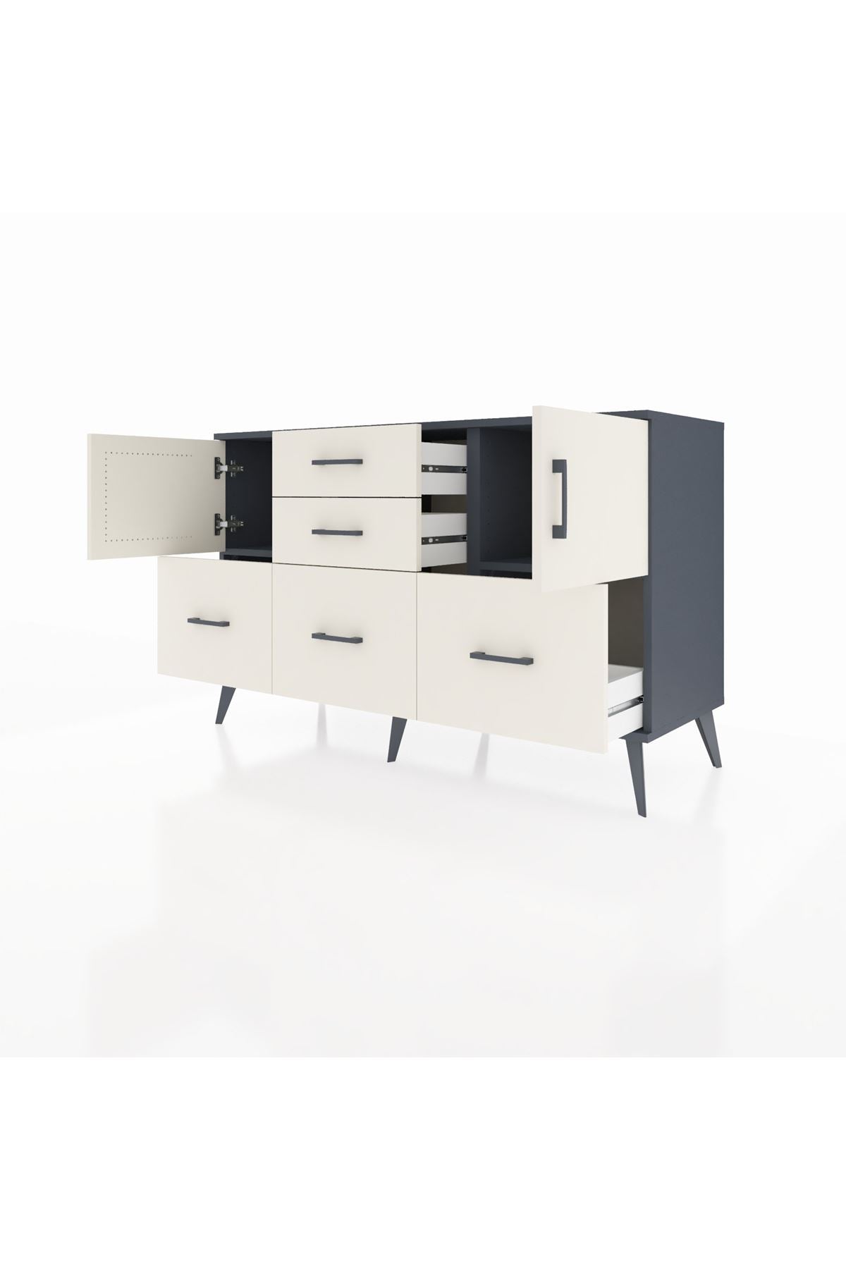 Kronos Konsol 2 Raflı 5 Çekmeceli 2 Kapaklı 132x59x83 - S606M042V13C