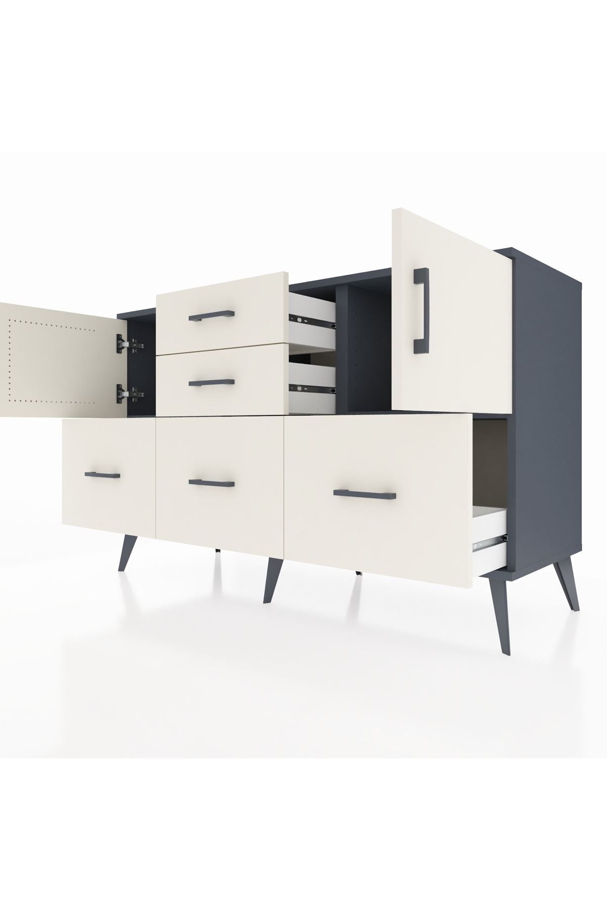 Kronos Konsol 2 Raflı 5 Çekmeceli 2 Kapaklı 132x59x83 - S606M042V13C