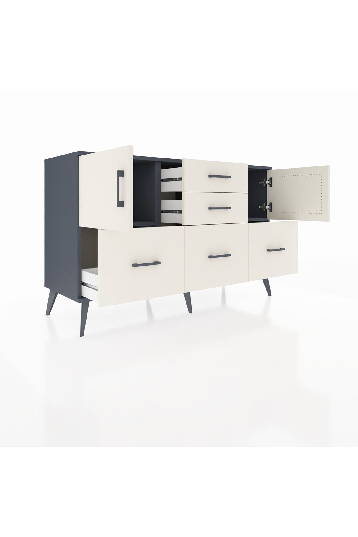 Kronos Konsol 2 Raflı 5 Çekmeceli 2 Kapaklı 132x59x83 - S606M042V13C
