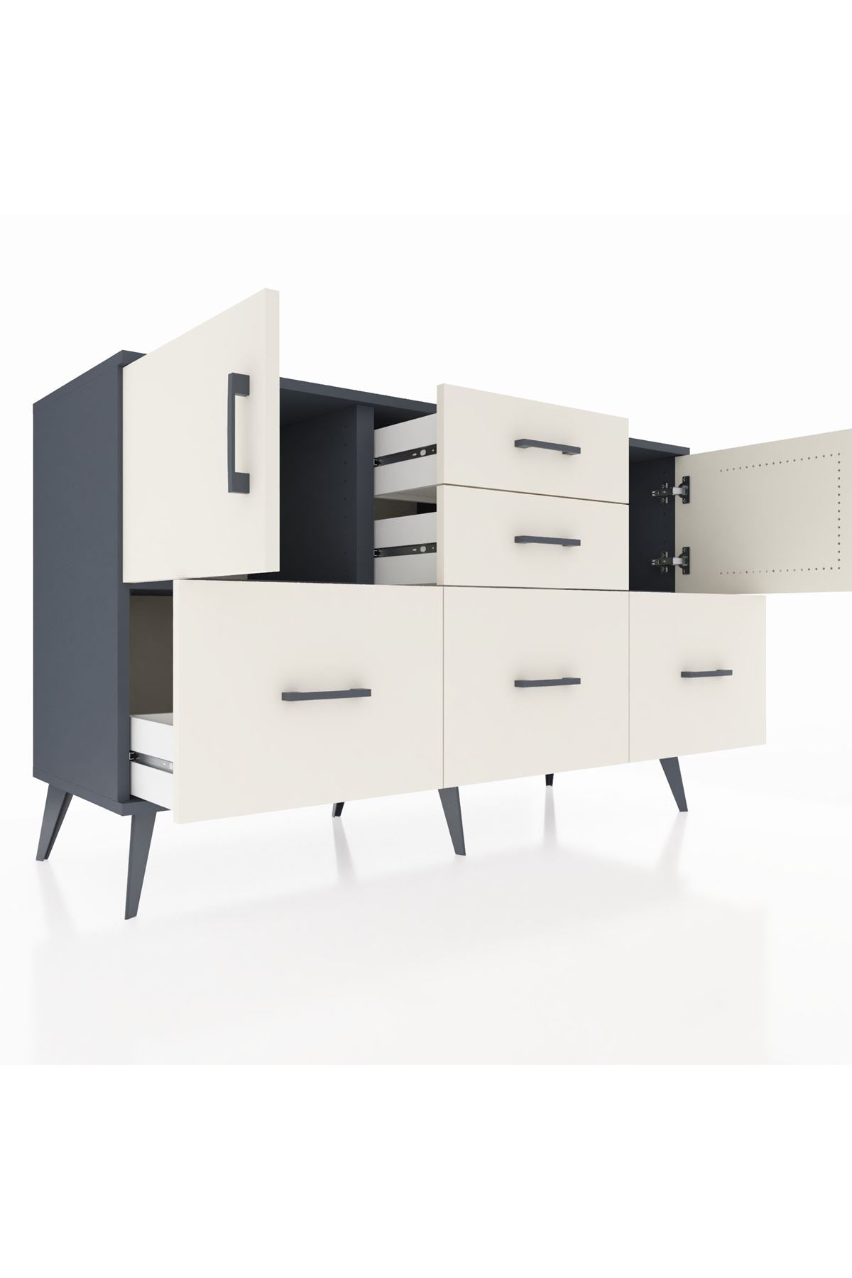 Kronos Konsol 2 Raflı 5 Çekmeceli 2 Kapaklı 132x59x83 - S606M042V13C
