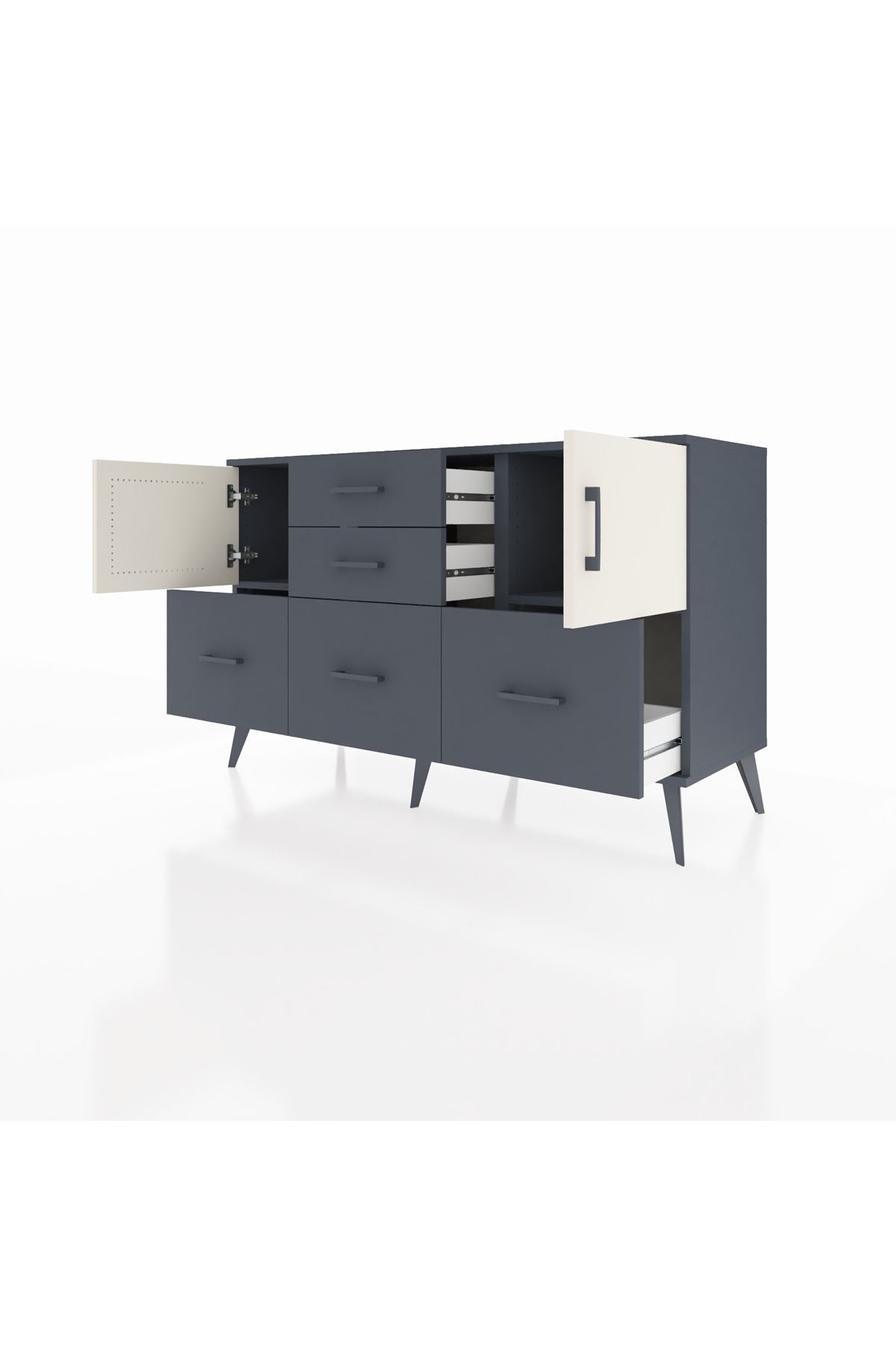 Kronos Konsol 2 Raflı 5 Çekmeceli 2 Kapaklı 132x59x83 - S606M042V14C