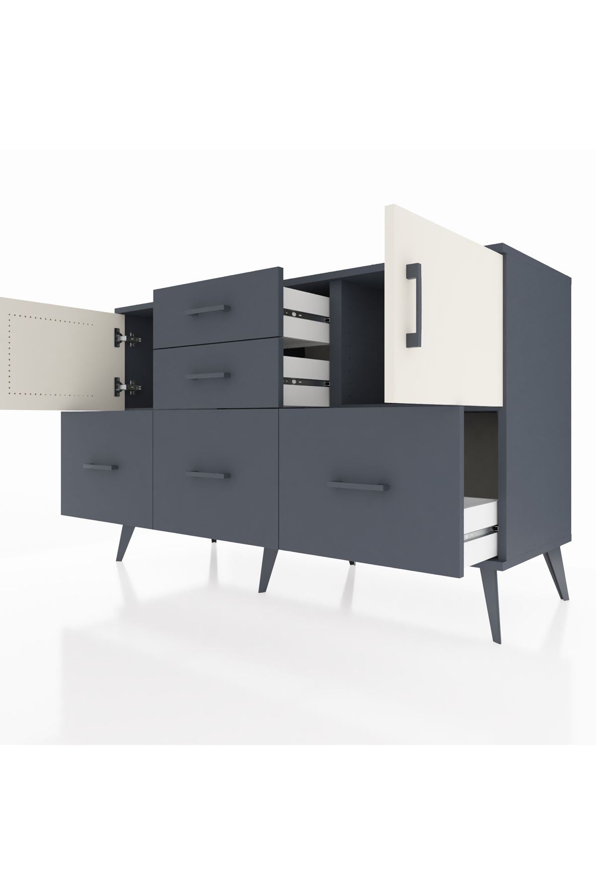 Kronos Konsol 2 Raflı 5 Çekmeceli 2 Kapaklı 132x59x83 - S606M042V14C