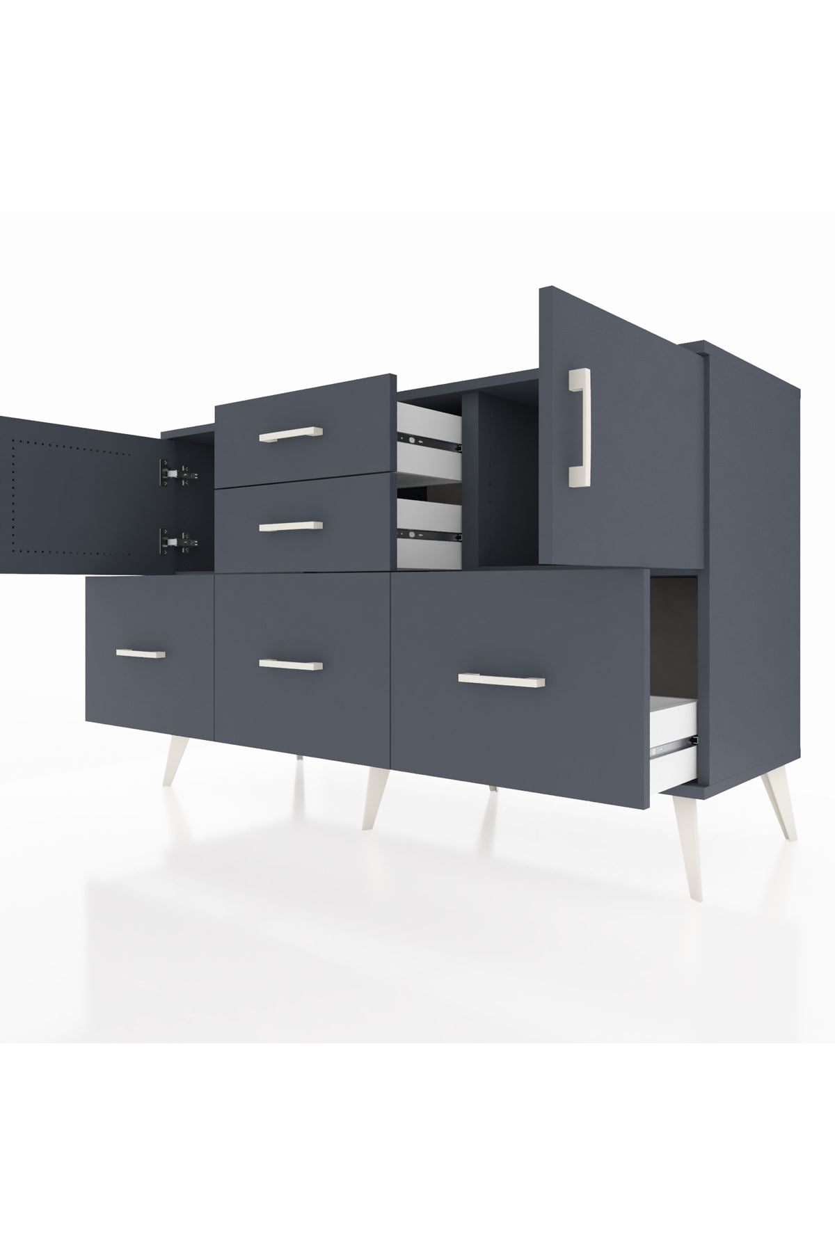 Kronos Konsol 2 Raflı 5 Çekmeceli 2 Kapaklı 132x59x83 - S606M042V17C