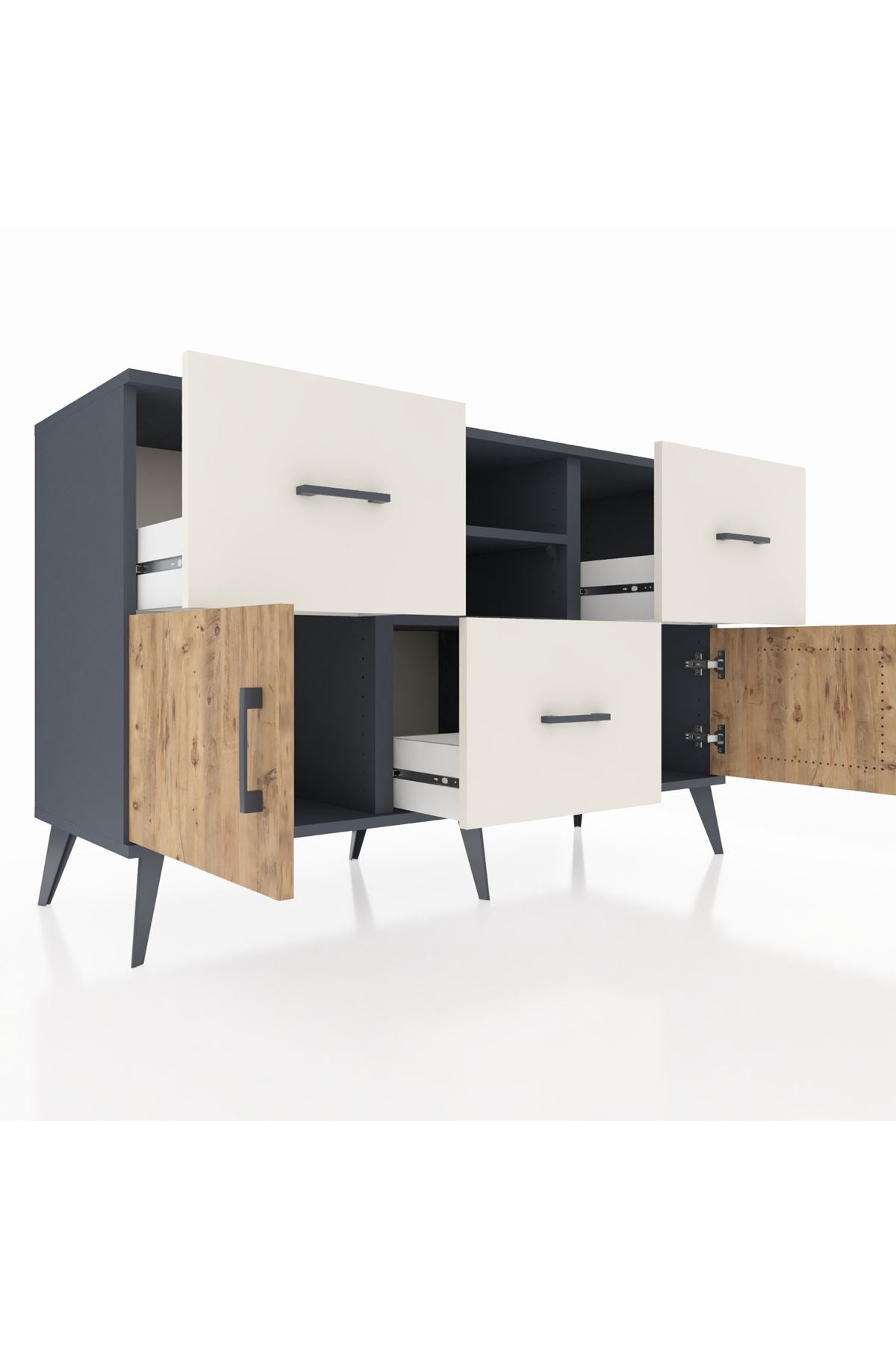 Kronos Konsol 2 Raflı 3 Çekmeceli 2 Kapaklı 132x59x83 - S606M043V10C