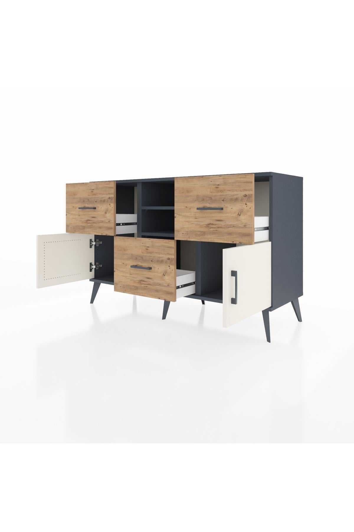 Kronos Konsol 2 Raflı 3 Çekmeceli 2 Kapaklı 132x59x83 - S606M043V15C