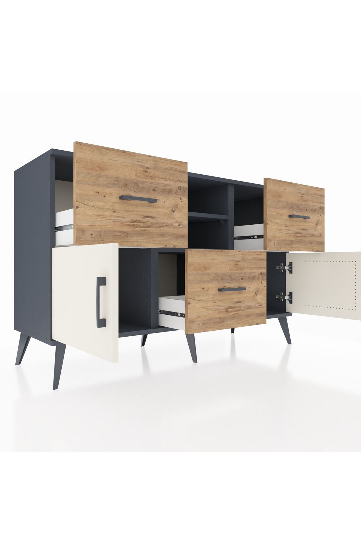 Kronos Konsol 2 Raflı 3 Çekmeceli 2 Kapaklı 132x59x83 - S606M043V15C