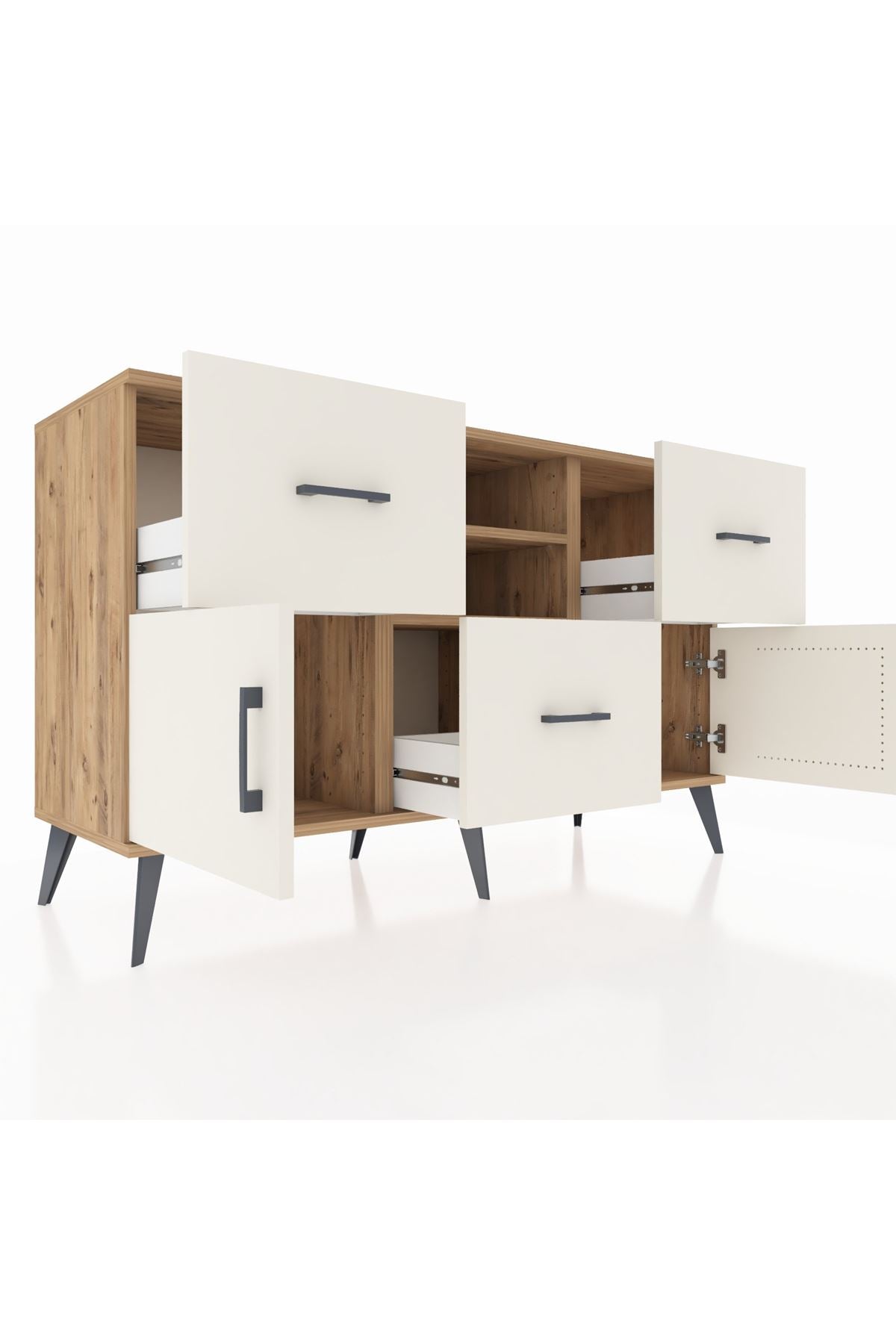 Kronos Konsol 2 Raflı 3 Çekmeceli 2 Kapaklı 132x59x83 - S606M043V22C