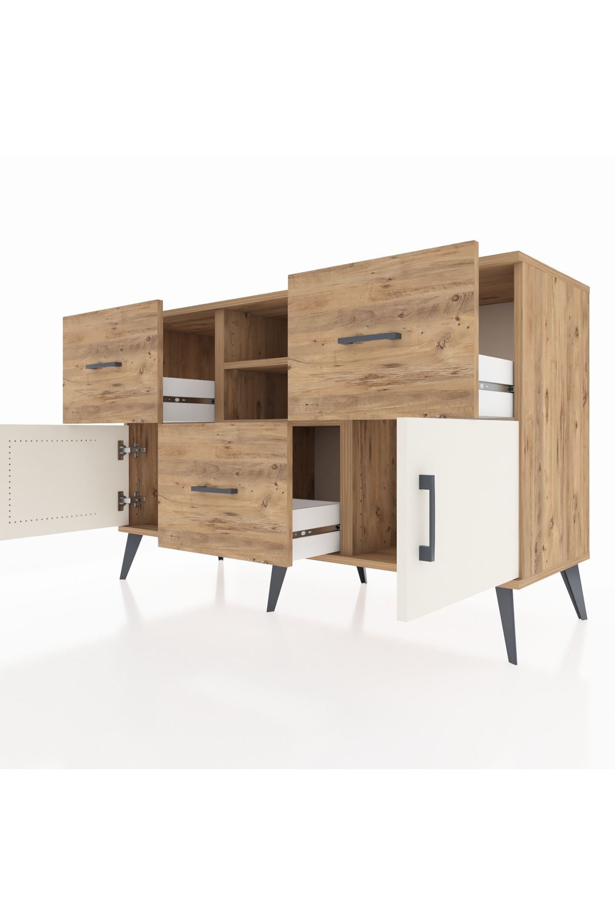 Kronos Konsol 2 Raflı 3 Çekmeceli 2 Kapaklı 132x59x83 - S606M043V24C