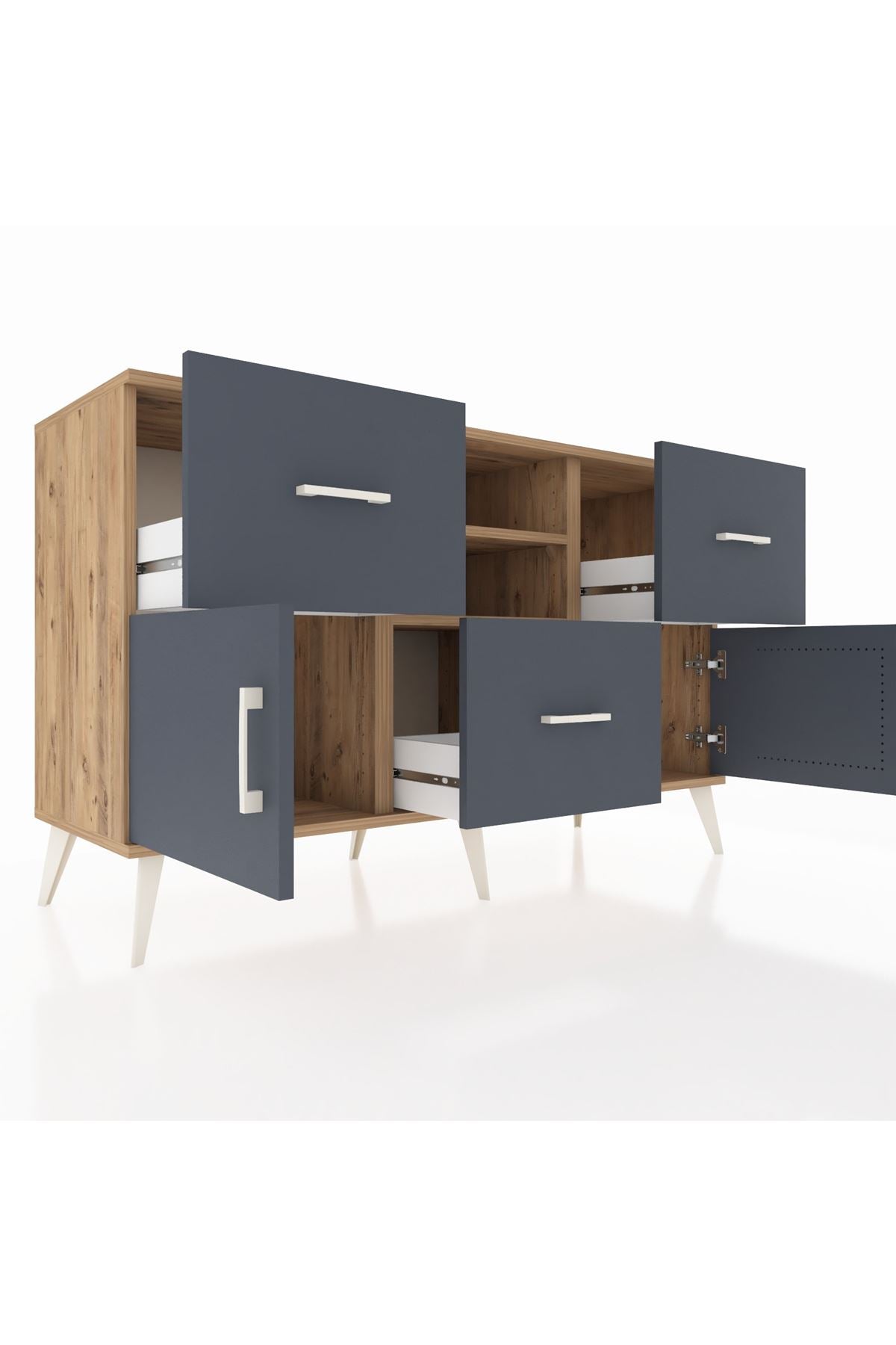 Kronos Konsol 2 Raflı 3 Çekmeceli 2 Kapaklı 132x59x83 - S606M043V26C