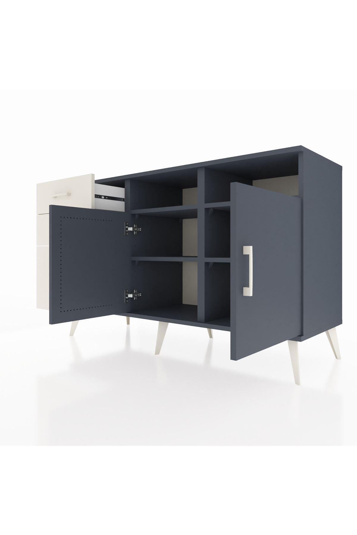 Kronos Konsol 4 Raflı 3 Çekmeceli 2 Kapaklı 132x59x83 - S606M045V16C