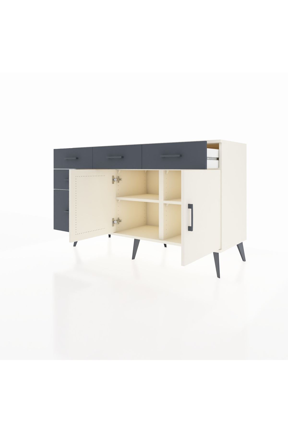 Kronos Konsol 2 Raflı 5 Çekmeceli 2 Kapaklı 132x59x83 - S606M046V05C
