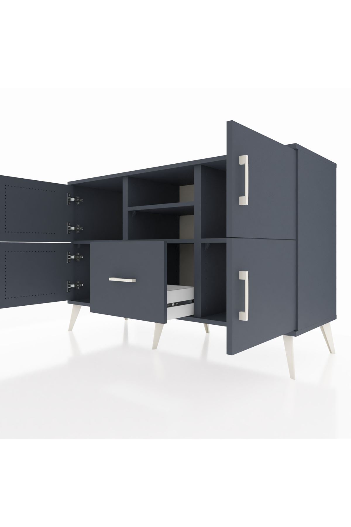 Kronos Konsol 4 Raflı Tek Çekmeceli 4 Kapaklı 132x59x83 - S606M035V17C
