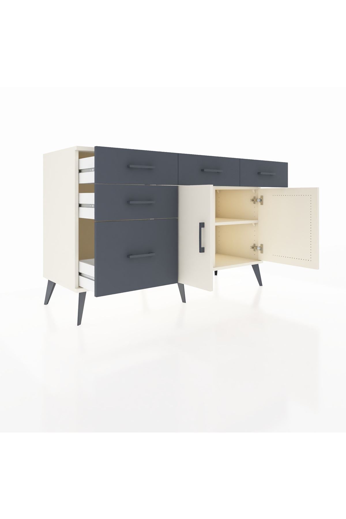 Kronos Konsol 2 Raflı 5 Çekmeceli 2 Kapaklı 132x59x83 - S606M046V05C