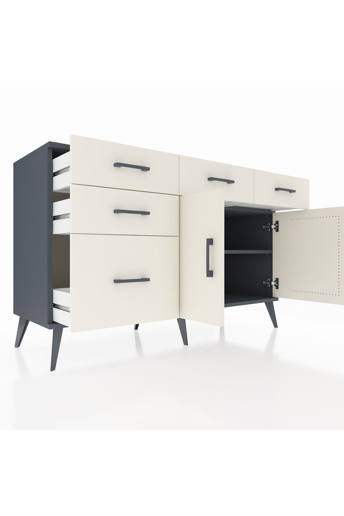 Kronos Konsol 2 Raflı 5 Çekmeceli 2 Kapaklı 132x59x83 - S606M046V13C