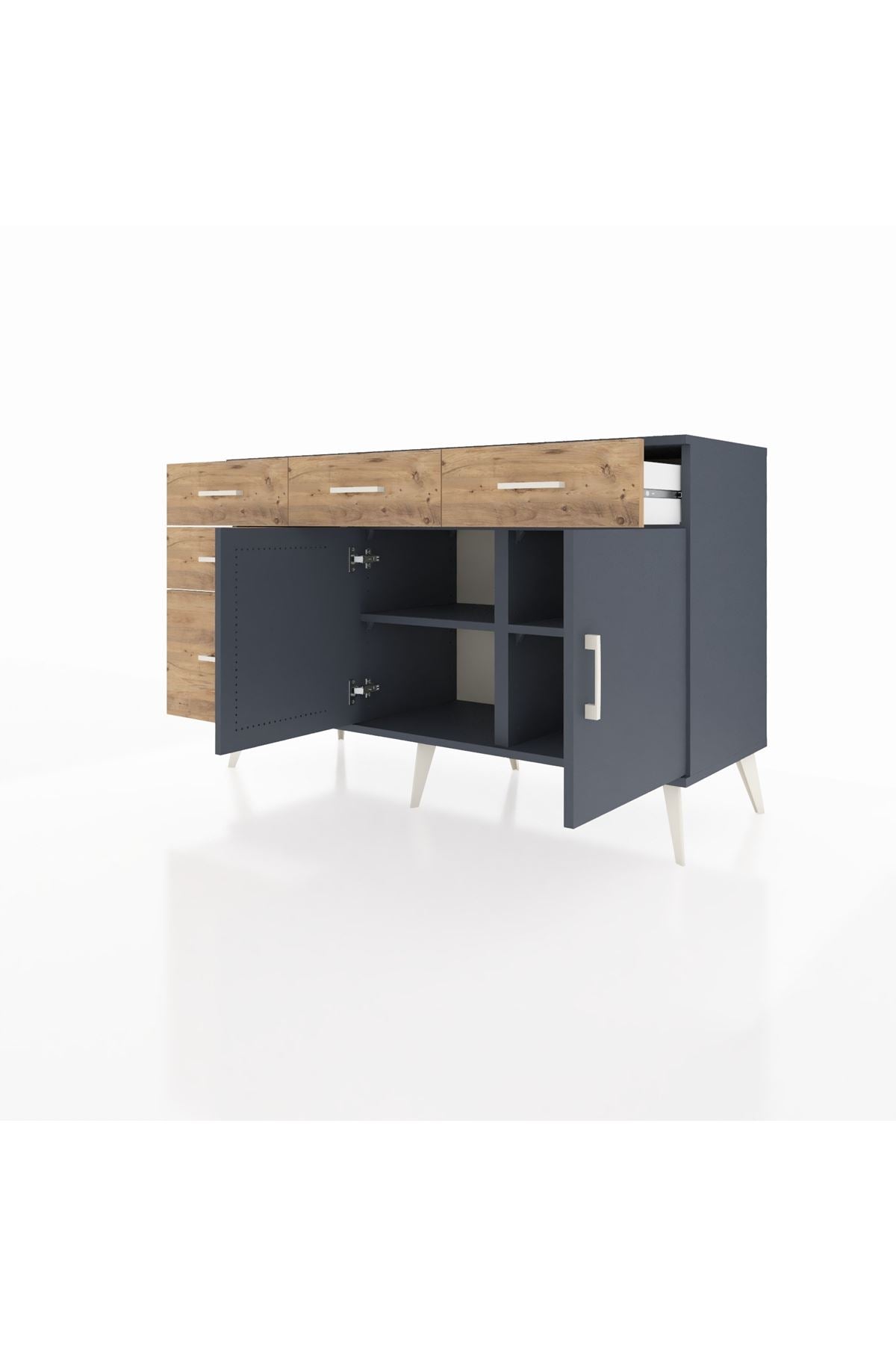Kronos Konsol 2 Raflı 5 Çekmeceli 2 Kapaklı 132x59x83 - S606M046V18C