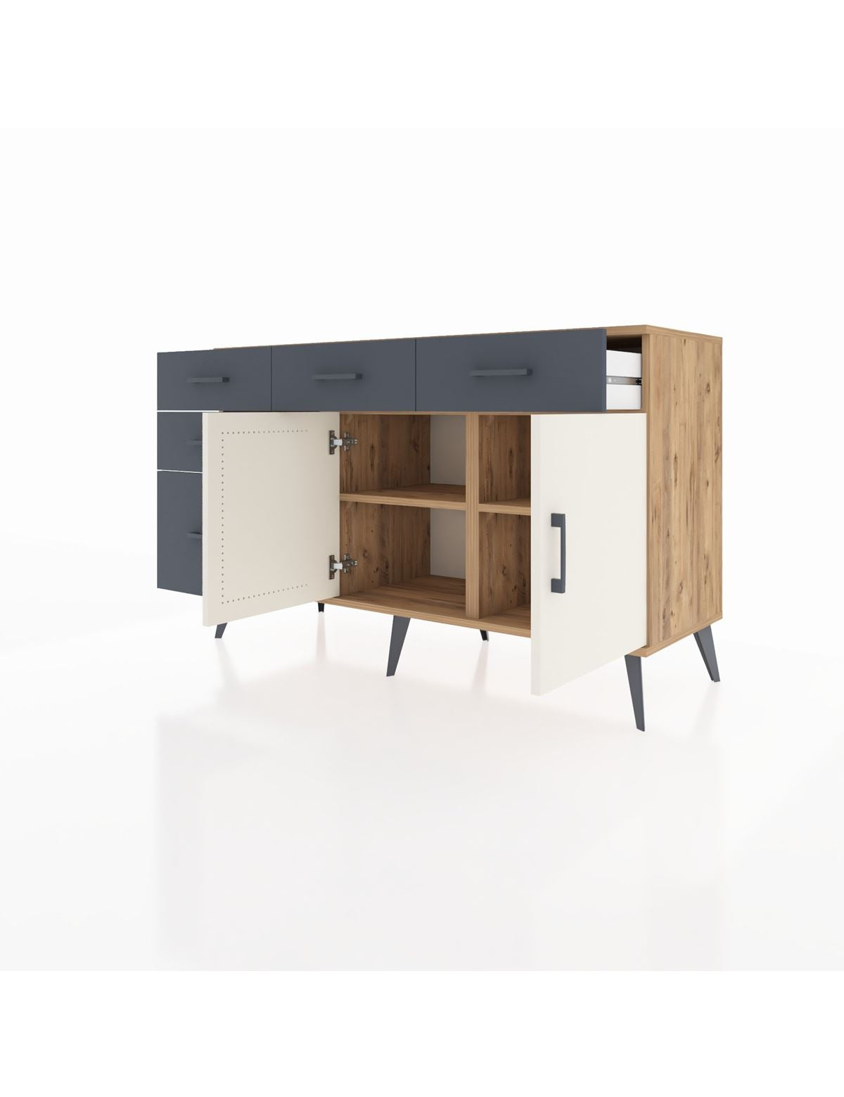 Kronos Konsol 2 Raflı 5 Çekmeceli 2 Kapaklı 132x59x83 - S606M046V23C