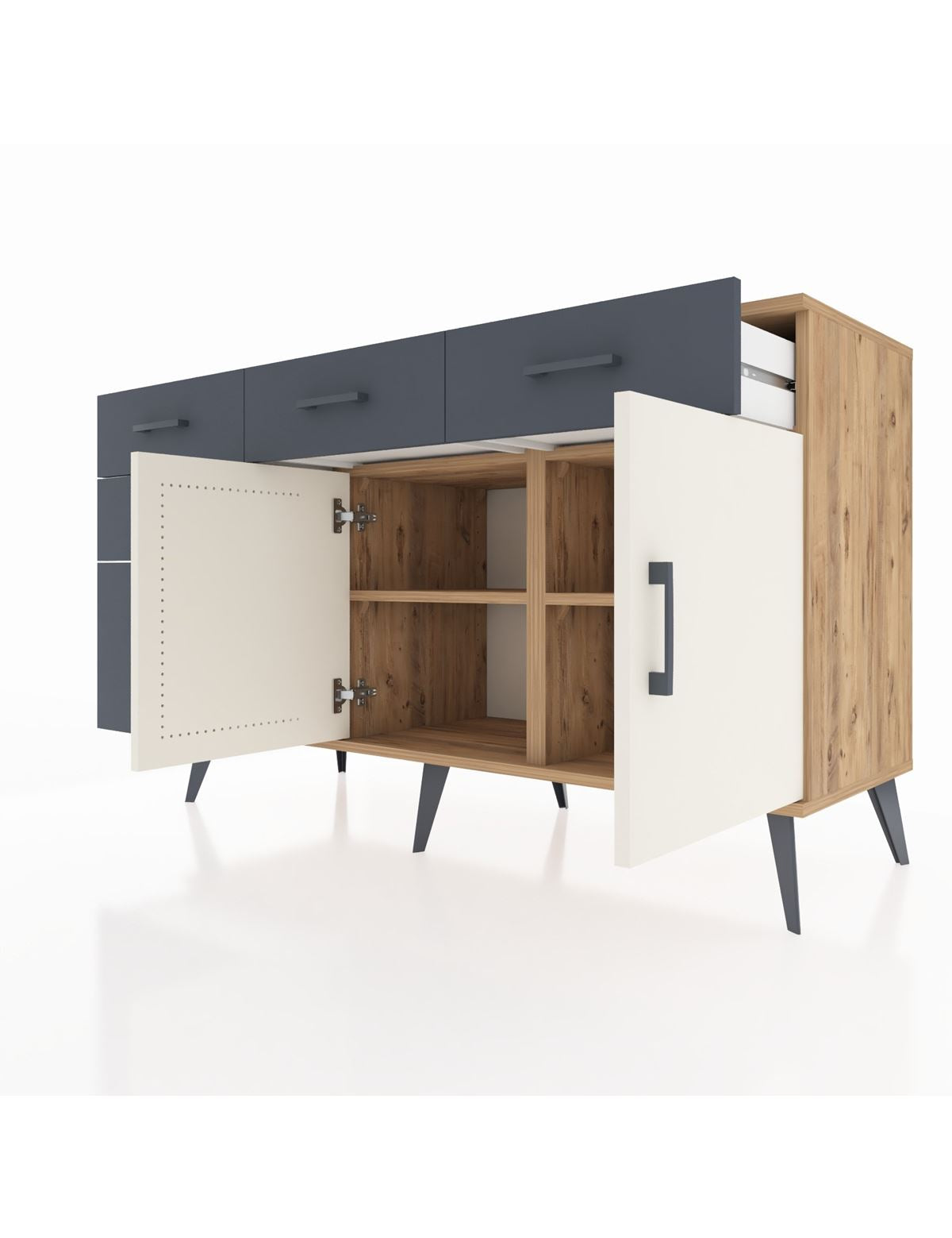 Kronos Konsol 2 Raflı 5 Çekmeceli 2 Kapaklı 132x59x83 - S606M046V23C